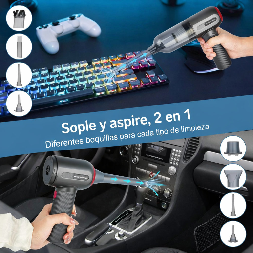 Aspiradora Portátil 7 en 1 para Hogar y Carro